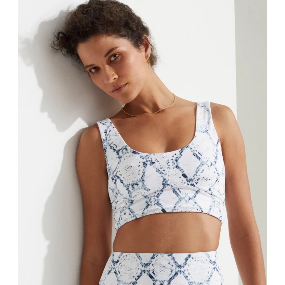 Varley Let’s Go Elsie Snakeskin Print Crop Top
